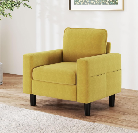Bright Yellow Minimalist Square Armchair Sofa